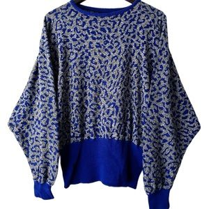 1960s 60s Vintage Leopard Cheetah Sweater Top Kurt Cobain Cat Grunge Longsleeve